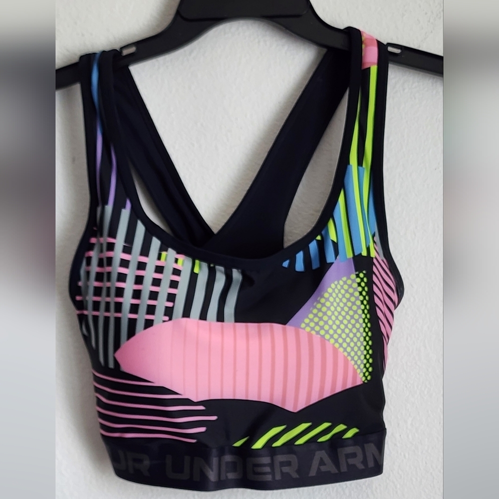 Under Armour Women's Crossback Compression Fit Multi-Colored Sports Bra Size 1X